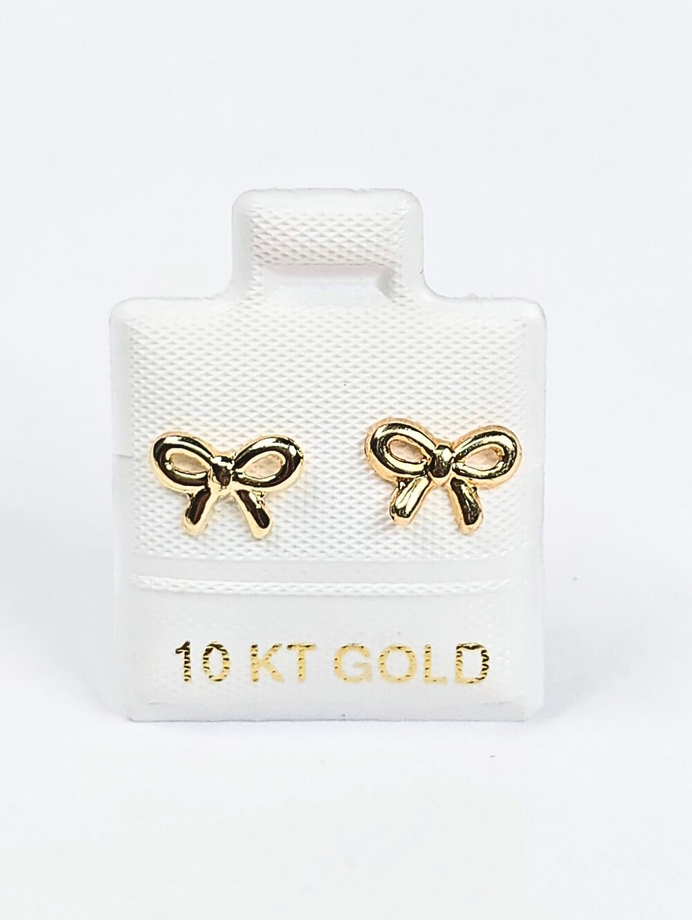 10K Solid Gold Bow Ribbon Stud Earrings Screw Back Women Kids Broquel Lacito 6mm